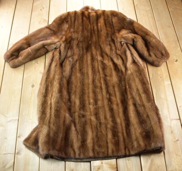 Vintage 1970s Full Length Chestnut Mink Fur Coat Made In USA