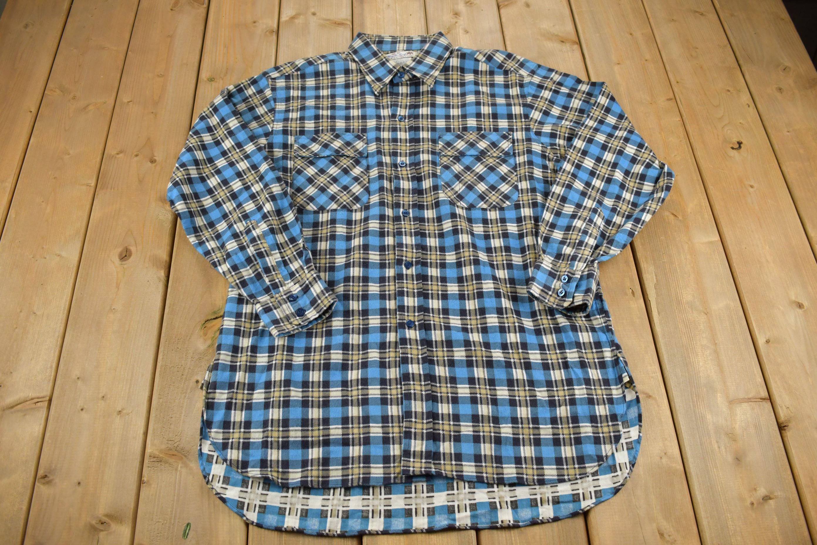 Vintage 1970s Plaid Button Up Flannel Shirt
