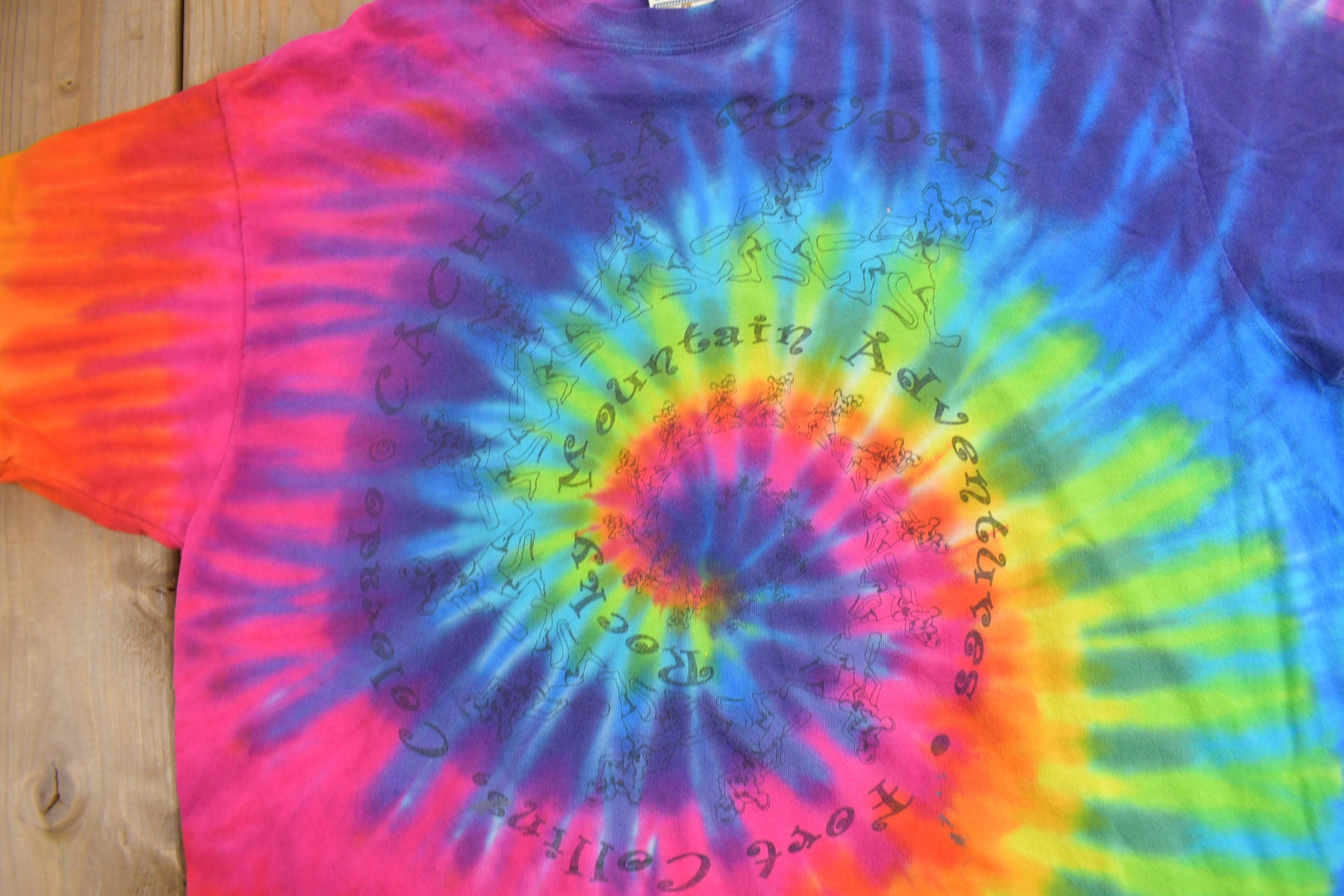 Vintage 1990s Rocky Mountain Adventures Tie Dye Souvenir T Shirt