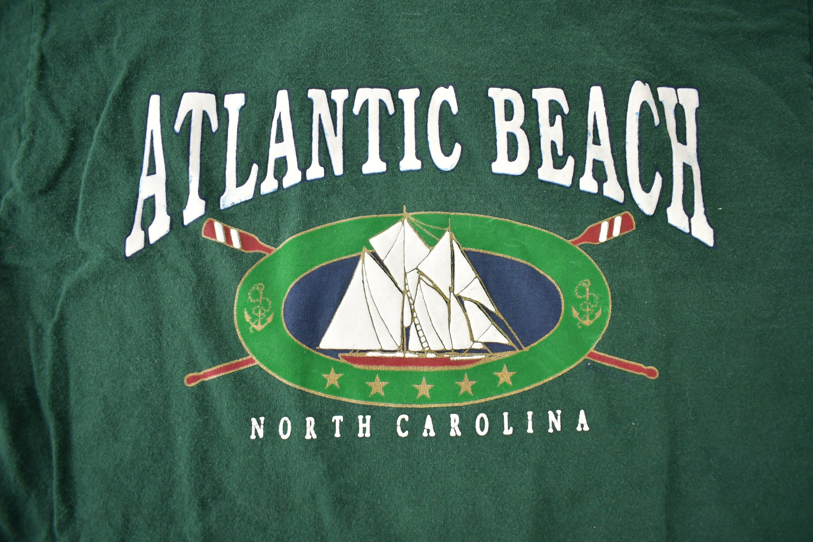 Vintage 1990s Atlantic Beach North Carolina Souvenir Travel T Shirt Made In USA