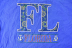 Vintage 1990s Royal Blue Florida USA Souvenir Travel Nautical Graphic T-Shirt