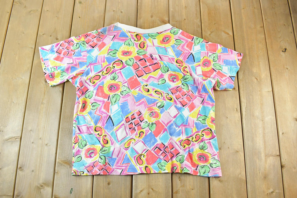 Vintage 1990s Neon Abstract AOP Single Stitch T-Shirt