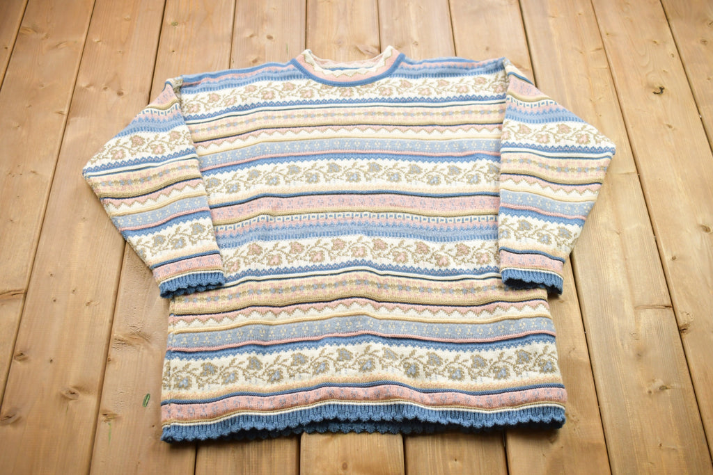Vintage 1990s Jennifer Moore Patterned Wool Knit Sweater