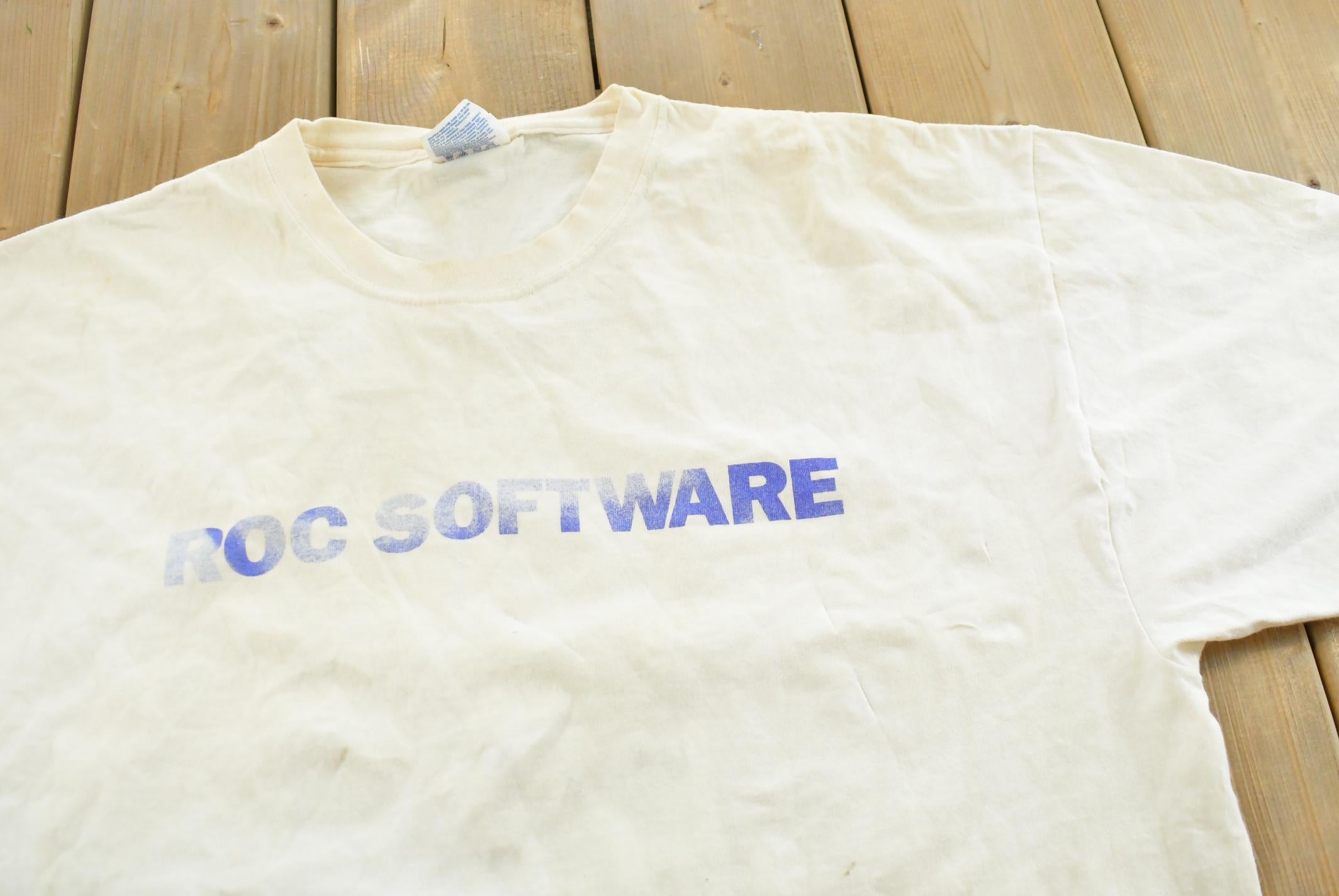 Vintage 1990s Hanes Roc Software Faded T-Shirt Mens XL
