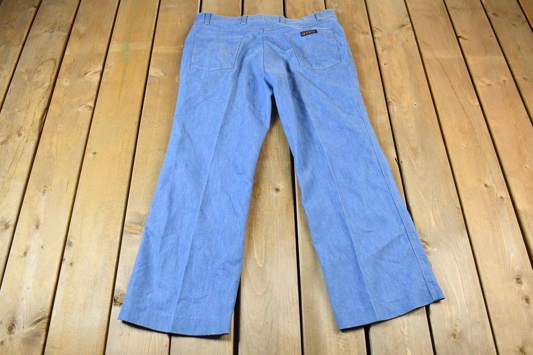 Vintage 1970s Levis Action Slacks Blue Trousers Size 35 x 30