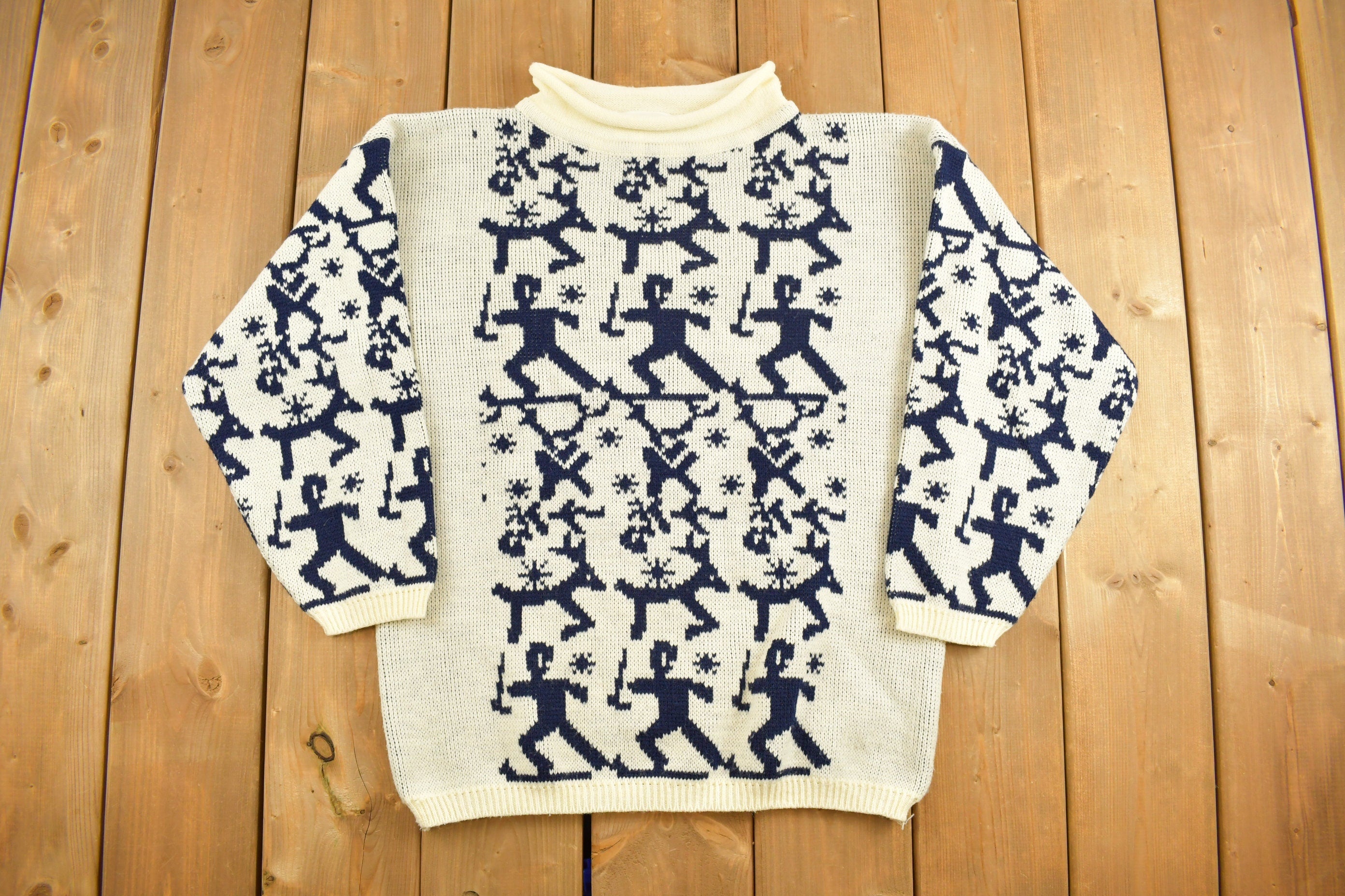 Vintage 1990s Lara Ferrante Knitted Mock Neck Sweater