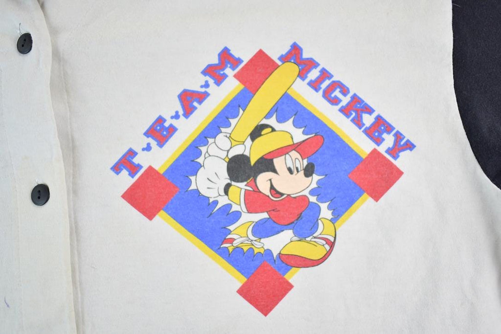 Vintage 1990s Team Mickey Disney Cartoon Baseball Promo Button Up T-Shirt Made In USA
