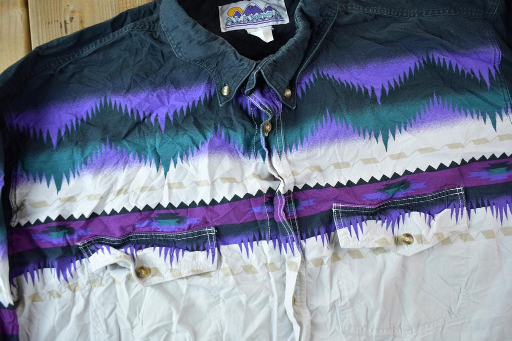 Vintage 1980s Alamosa South Western Style Button Down Shirt