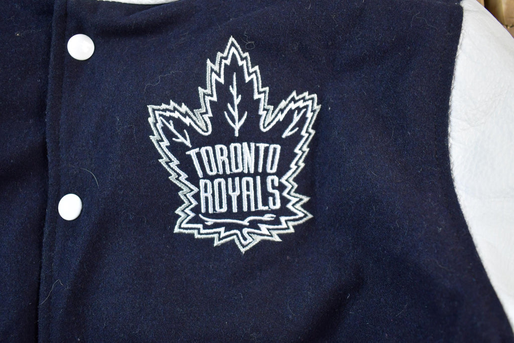 Vintage 1990s Toronto Royals Hockey Club Youth Leather & Wool Varsity Jacket Made In USA