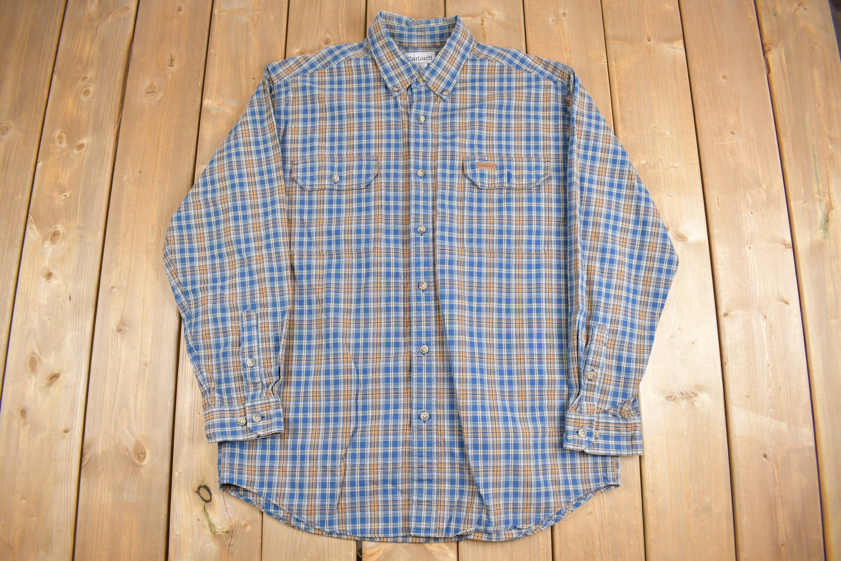 Vintage 1990s Carhartt Plaid Button Up Shirt