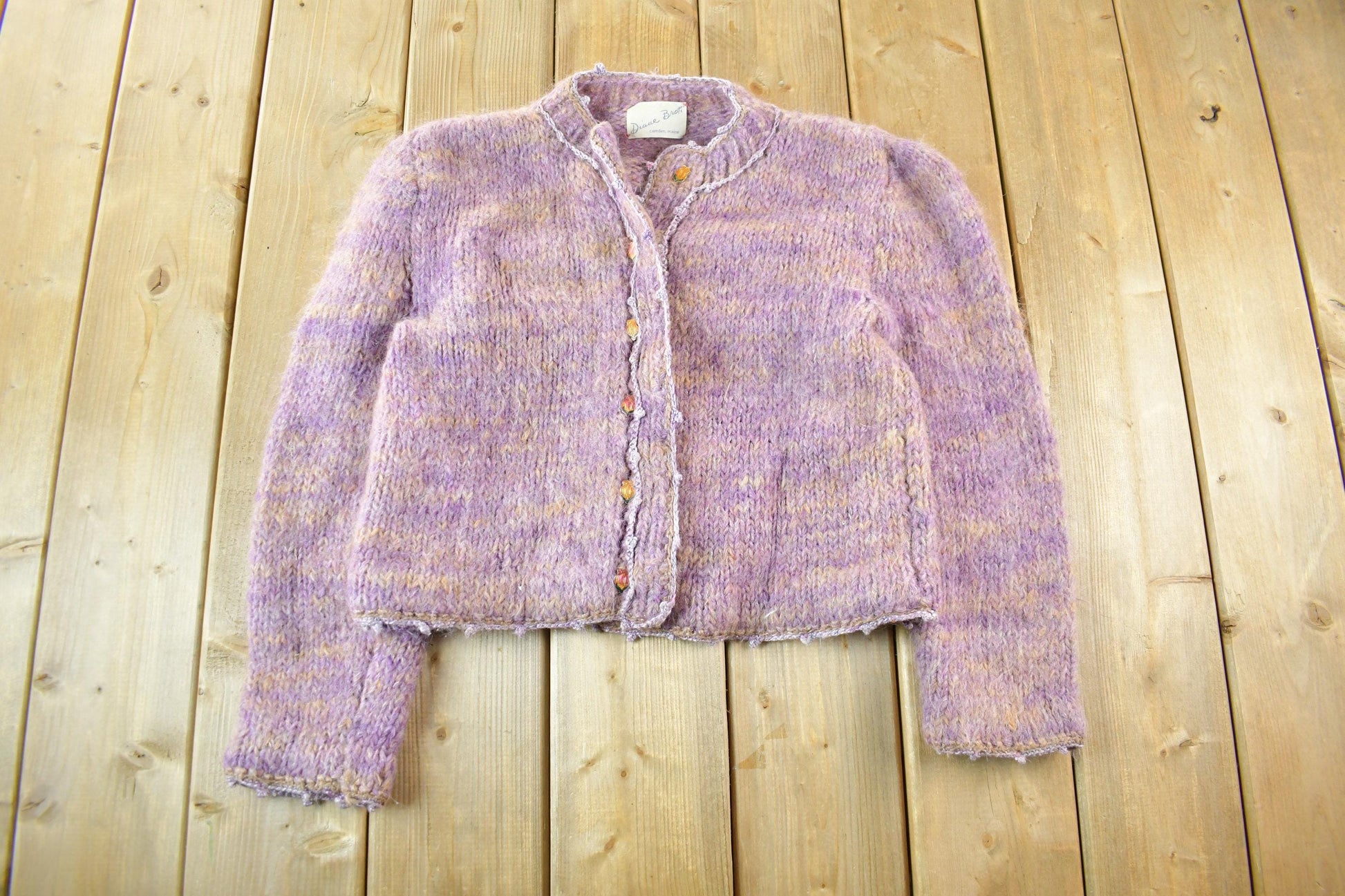 Vintage 1970s Diane Brott Mohair Knit Cardigan Sweater Women's XS