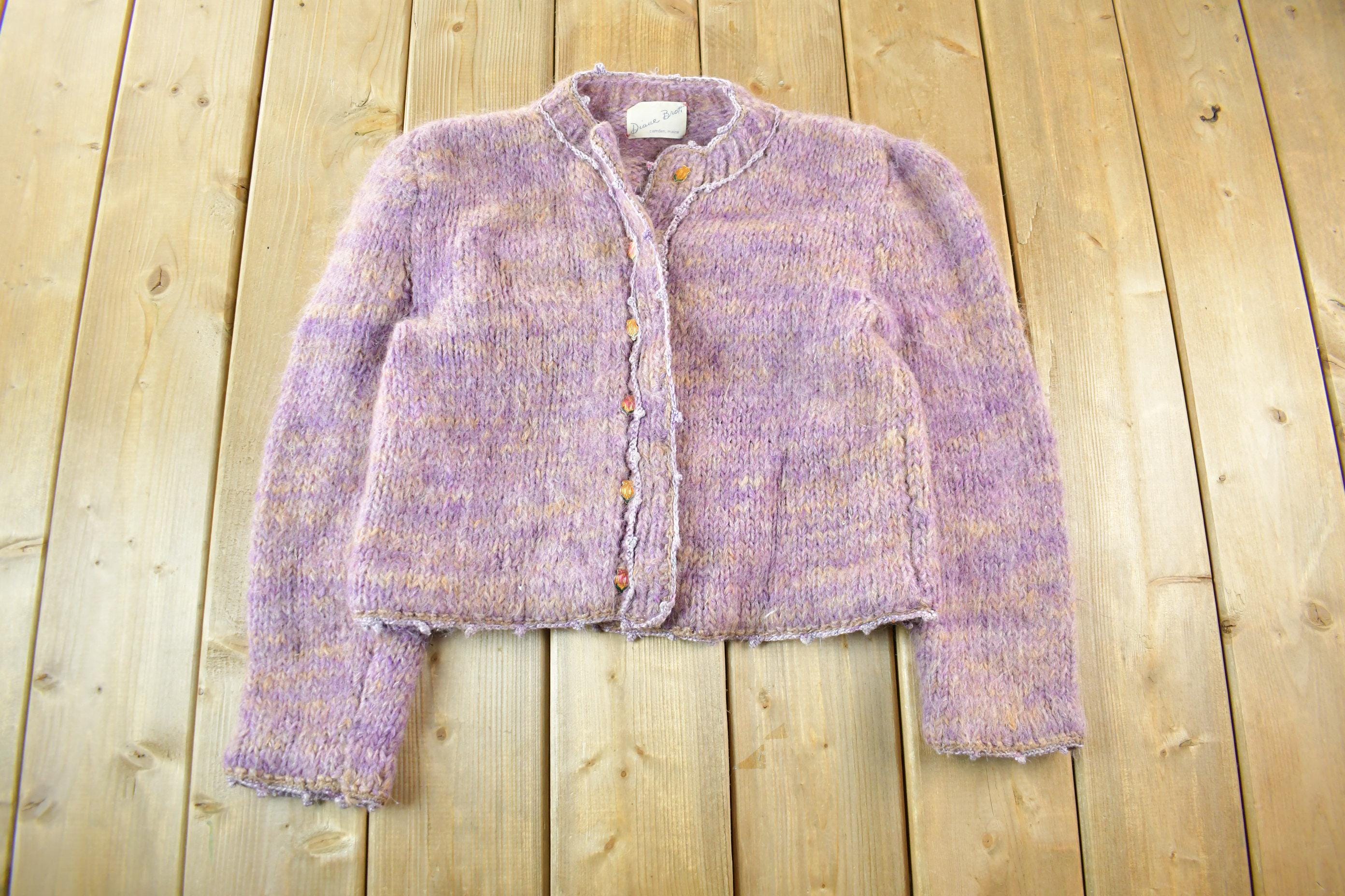 Vintage 1970s Diane Brott Mohair Knit Cardigan Sweater Women's XS