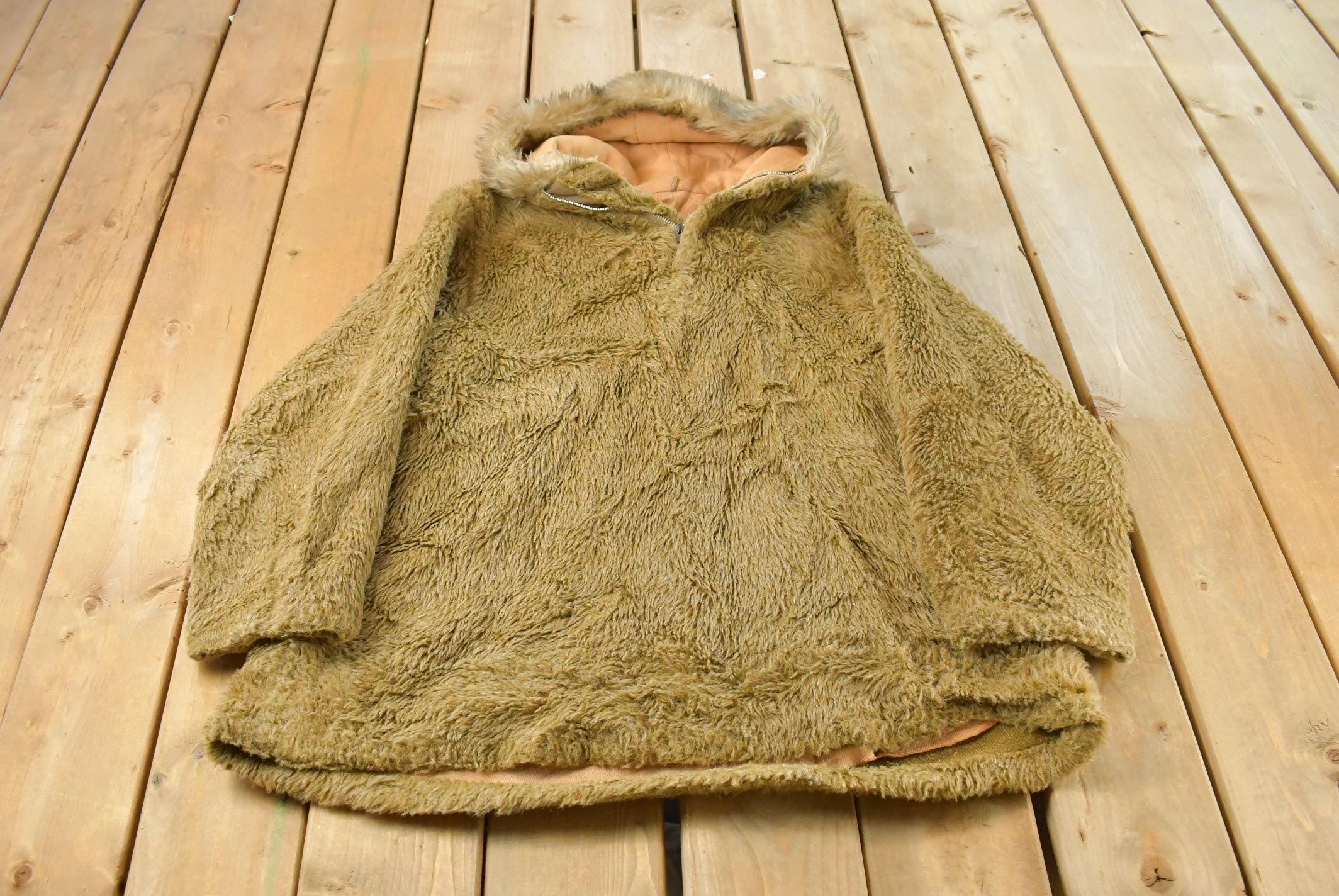 Vintage 1960s Land n Lakes Faux Fur Quarter Zip Jacket Men's Large