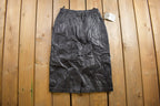 Deadstock Vintage 1980s Jacqueline Ferrar Black Leather Skirt Size 26 x 26