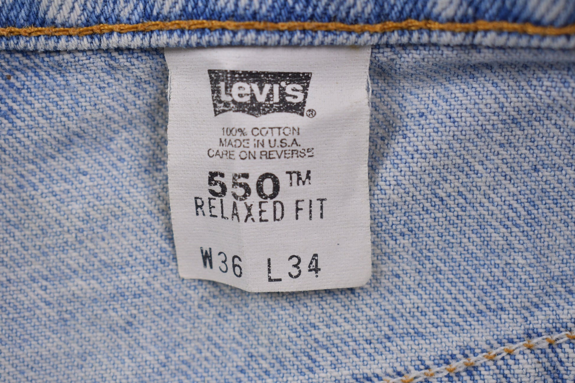 Vintage 1980s 550 Levi's Orange Tab Naturally Distressed Jeans Size 35 x 30