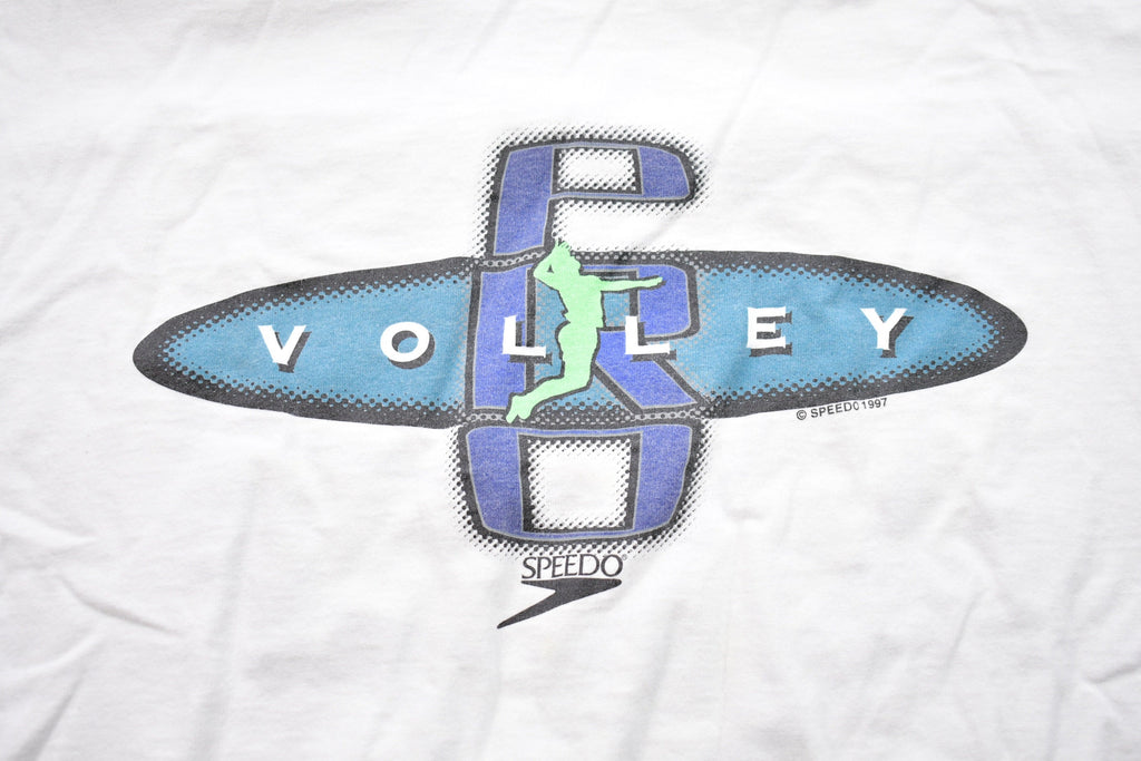 Vintage 1997 Speedo Volleyball Graphic Ringer T-Shirt
