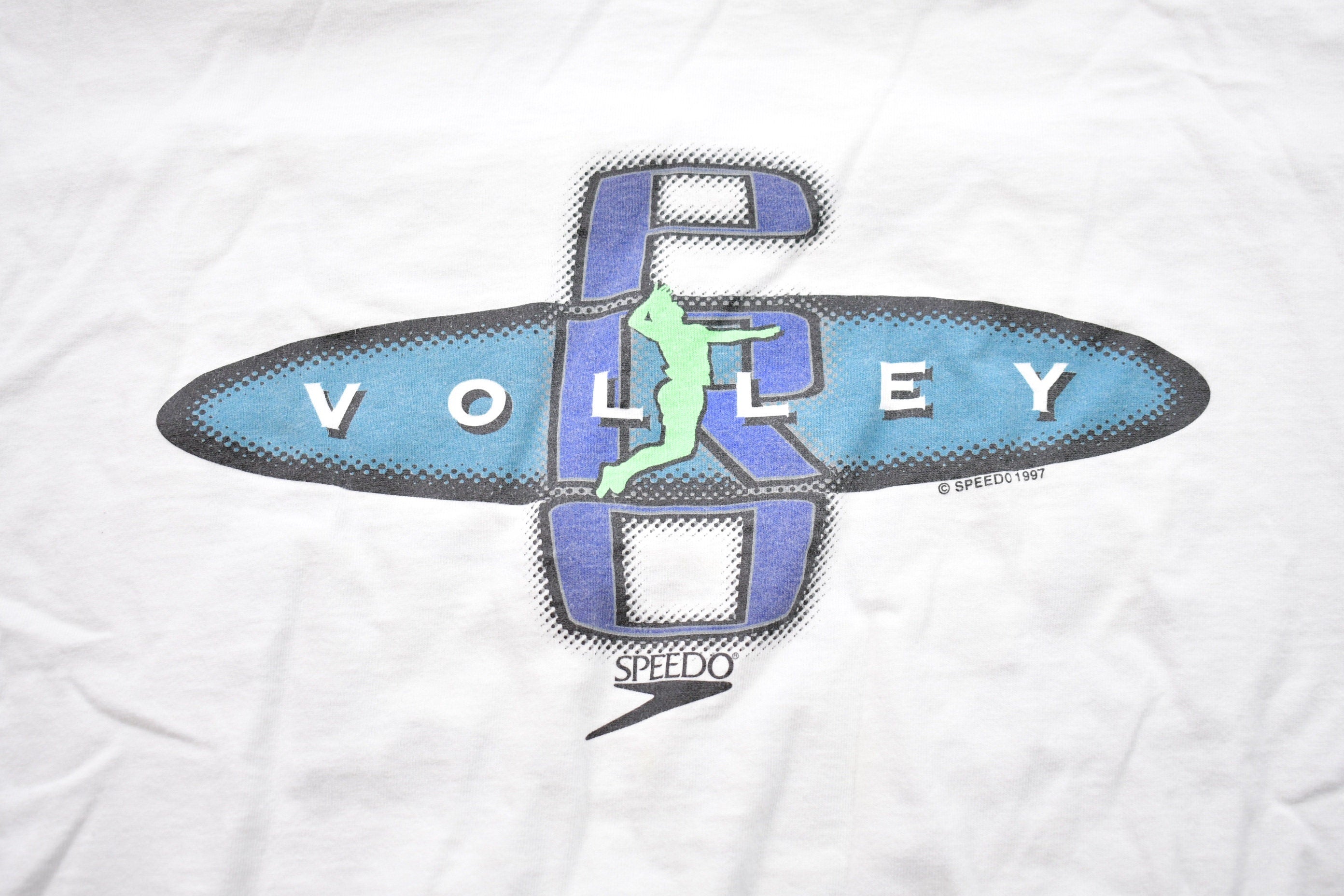Vintage 1997 Speedo Volleyball Graphic Ringer T-Shirt
