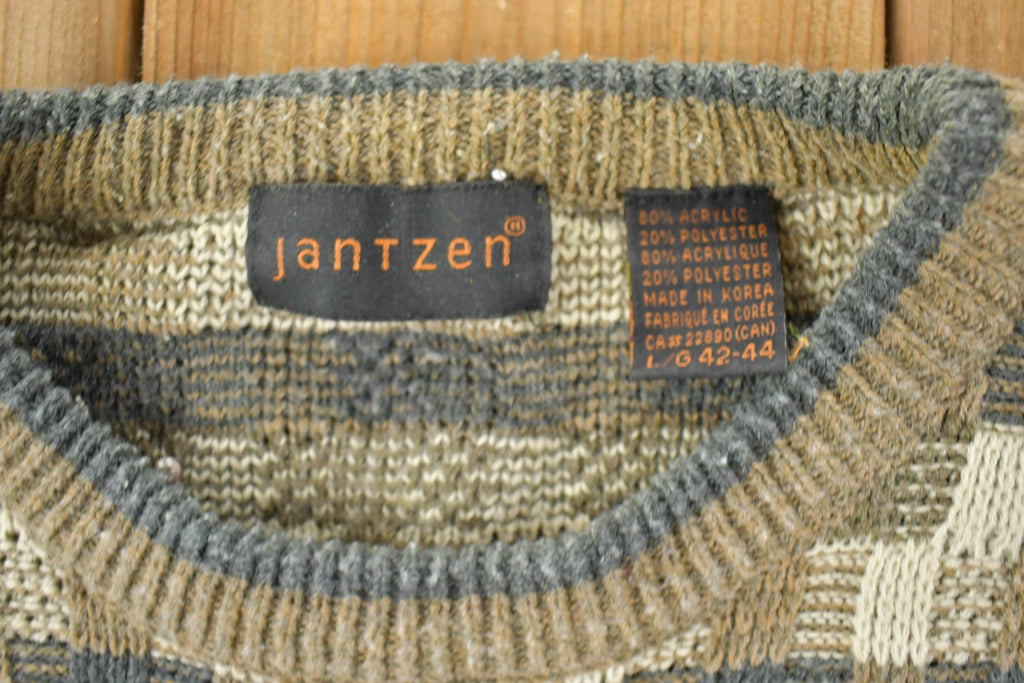 Vintage 1990s Jantzen Knit Crewneck Sweater  90s Crewneck  Made In USA  Preppy
