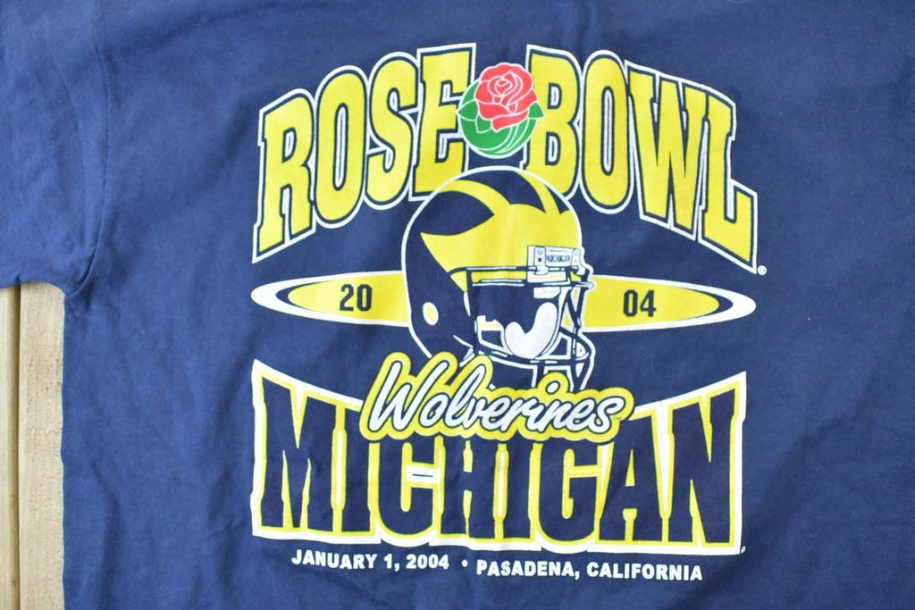 Vintage 2004 Michigan Wolverines Rose Bowl University Collegiate T-Shirt /