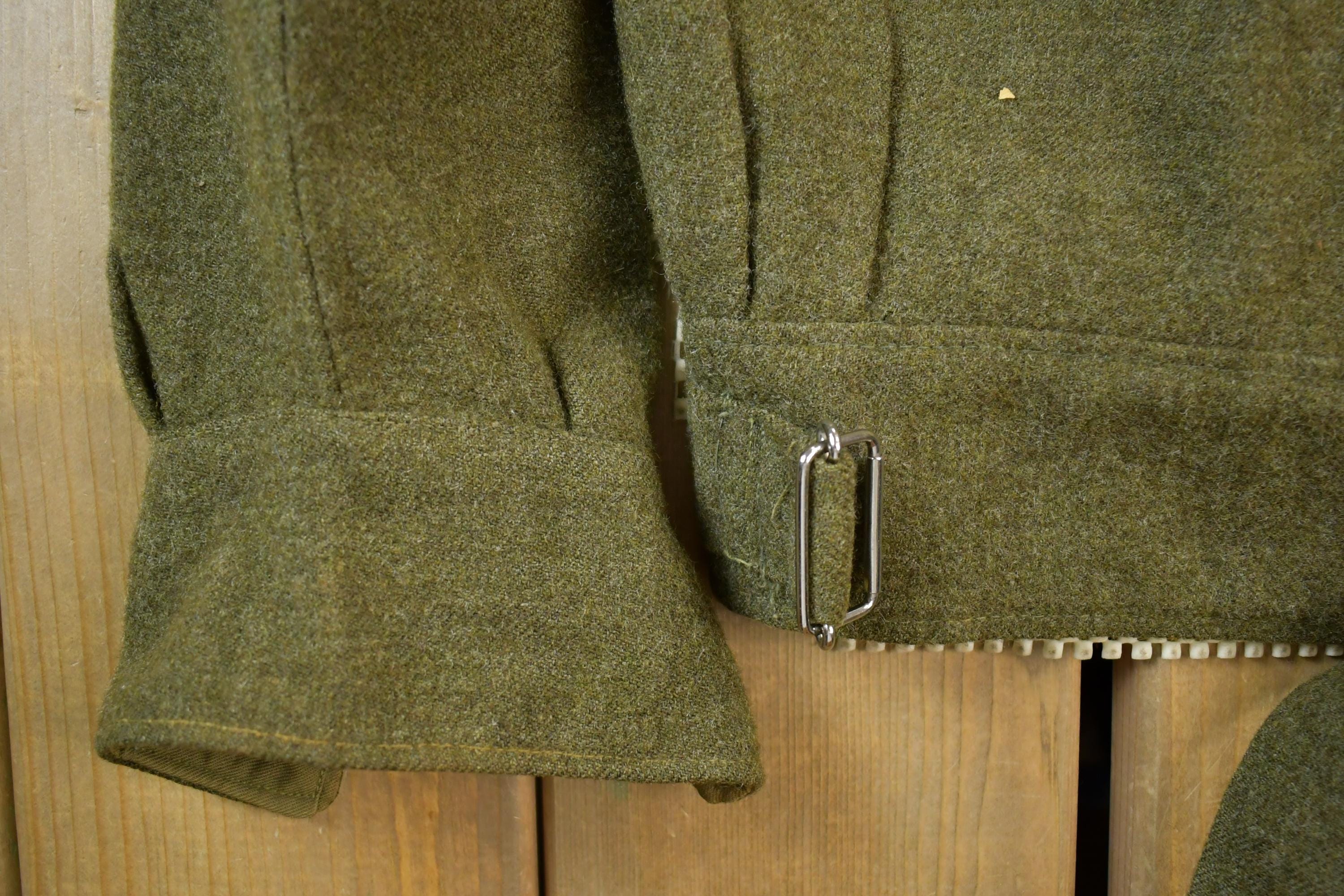 Vintage Military 100% Wool Button Up Collared Army Jacket