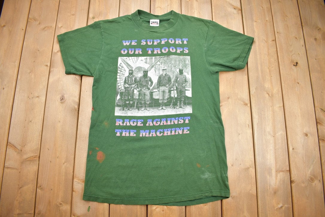 Vintage 1990s Rage Against The Machine We Support Our Troops Band T-Shirt