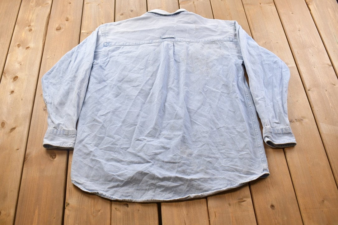 Vintage 1990s Blank Denim Button Up Shirt