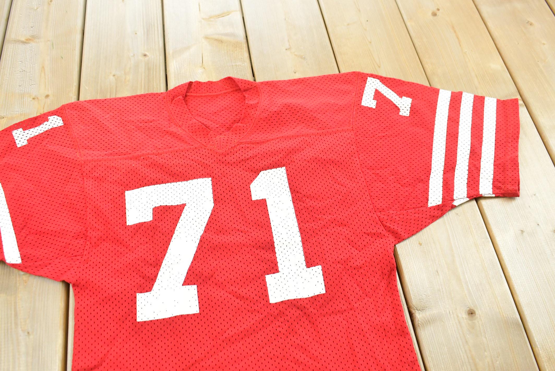 Vintage 1980s San Francisco 49ers Keith Fahnhorst Sand-Knit NFL Football Jersey Size XS