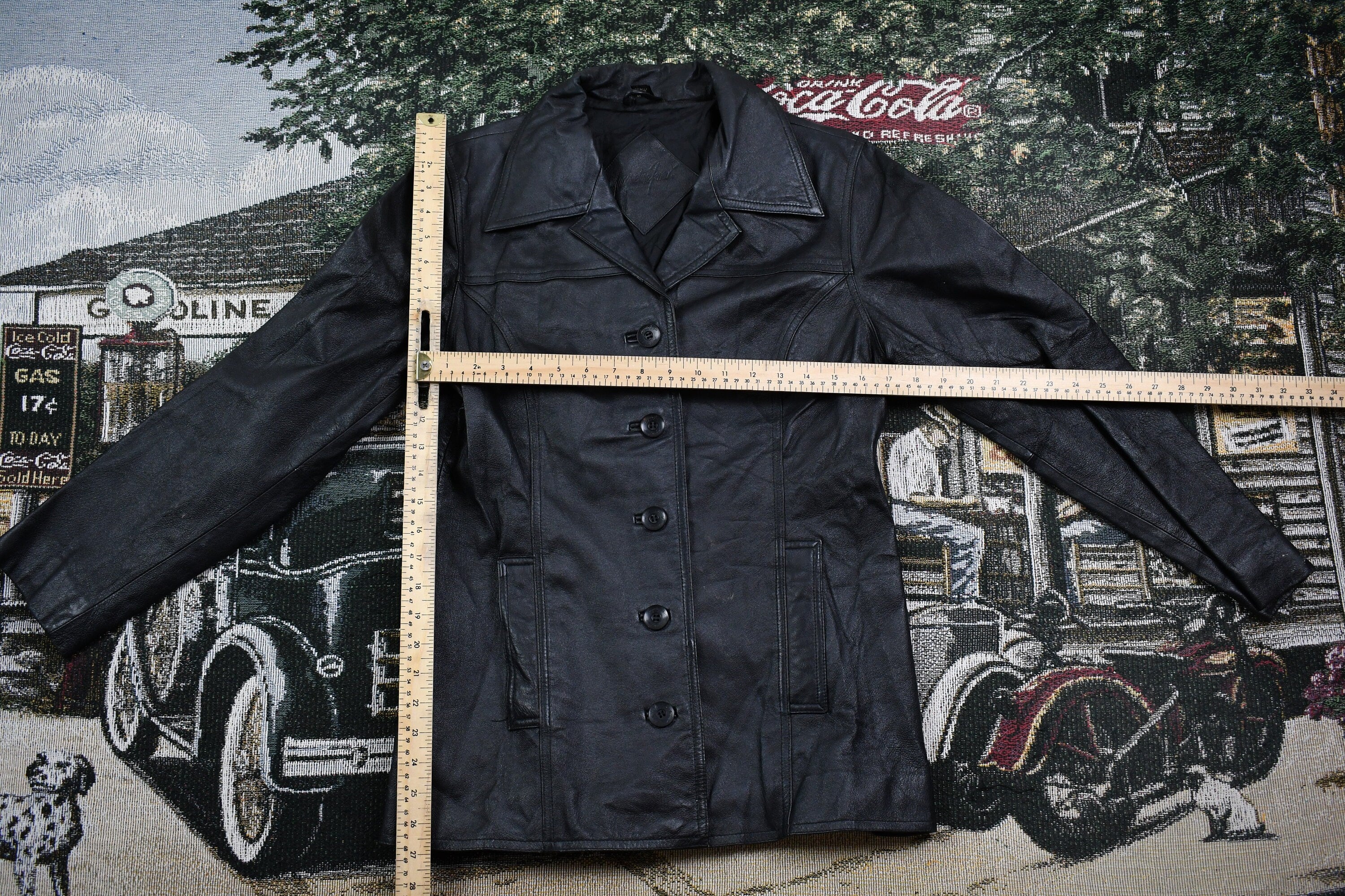 Vintage 1990s Button Up Leather Coat