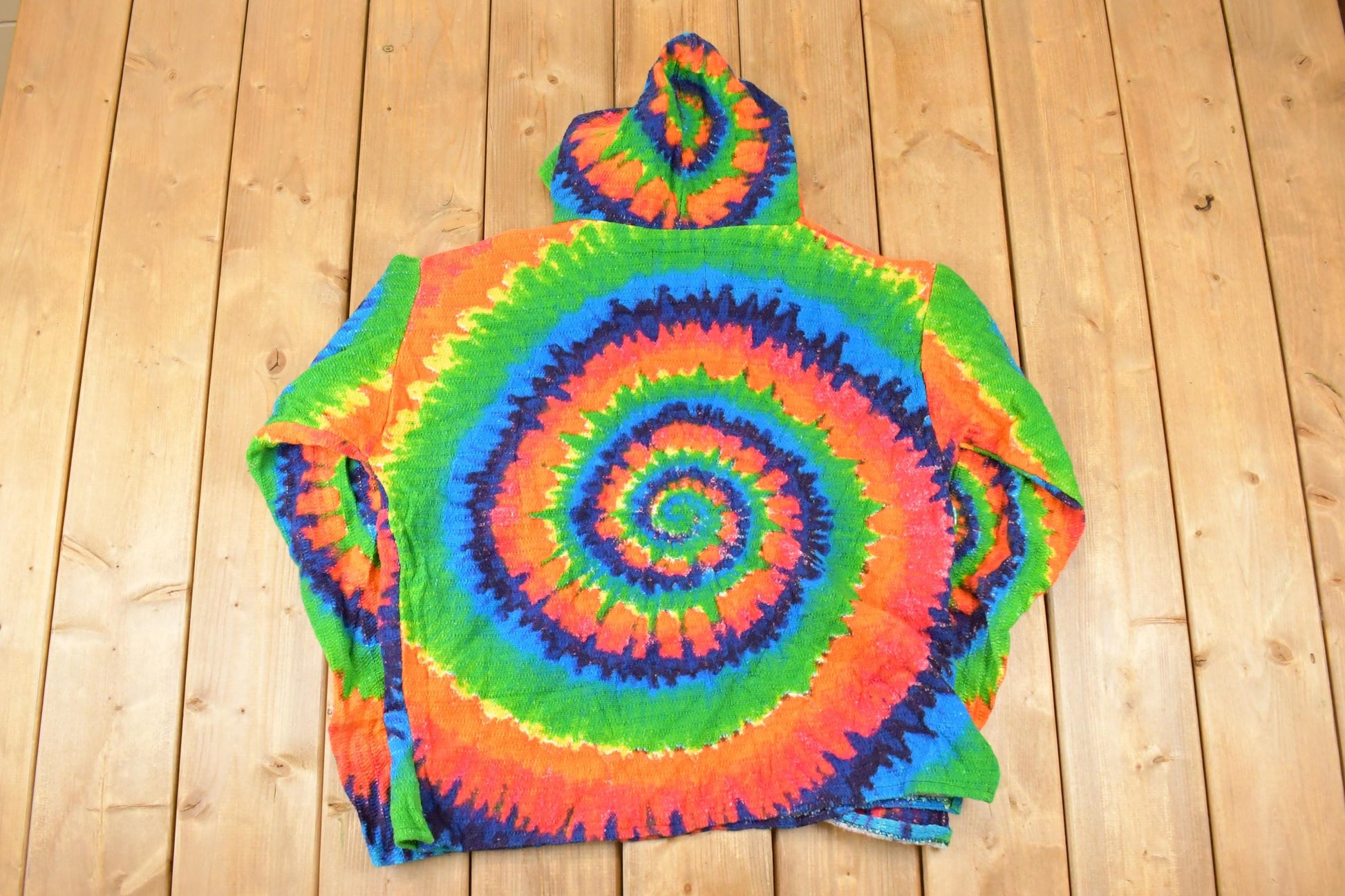 Vintage 1990s Baja Joe Tye Dye Knit Hoodie Sweater Mens L /