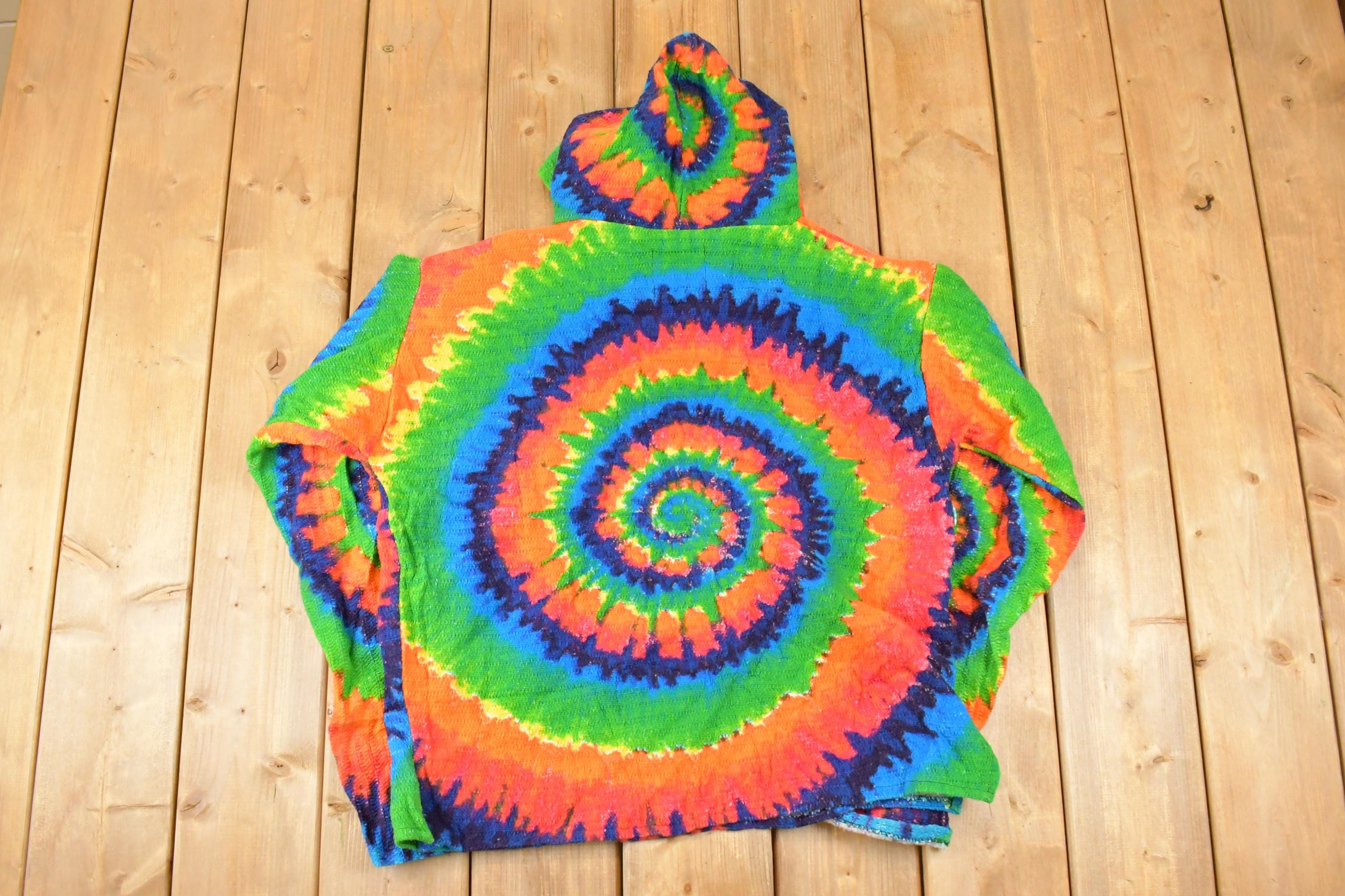 Vintage 1990s Baja Joe Tye Dye Knit Hoodie Sweater Mens L