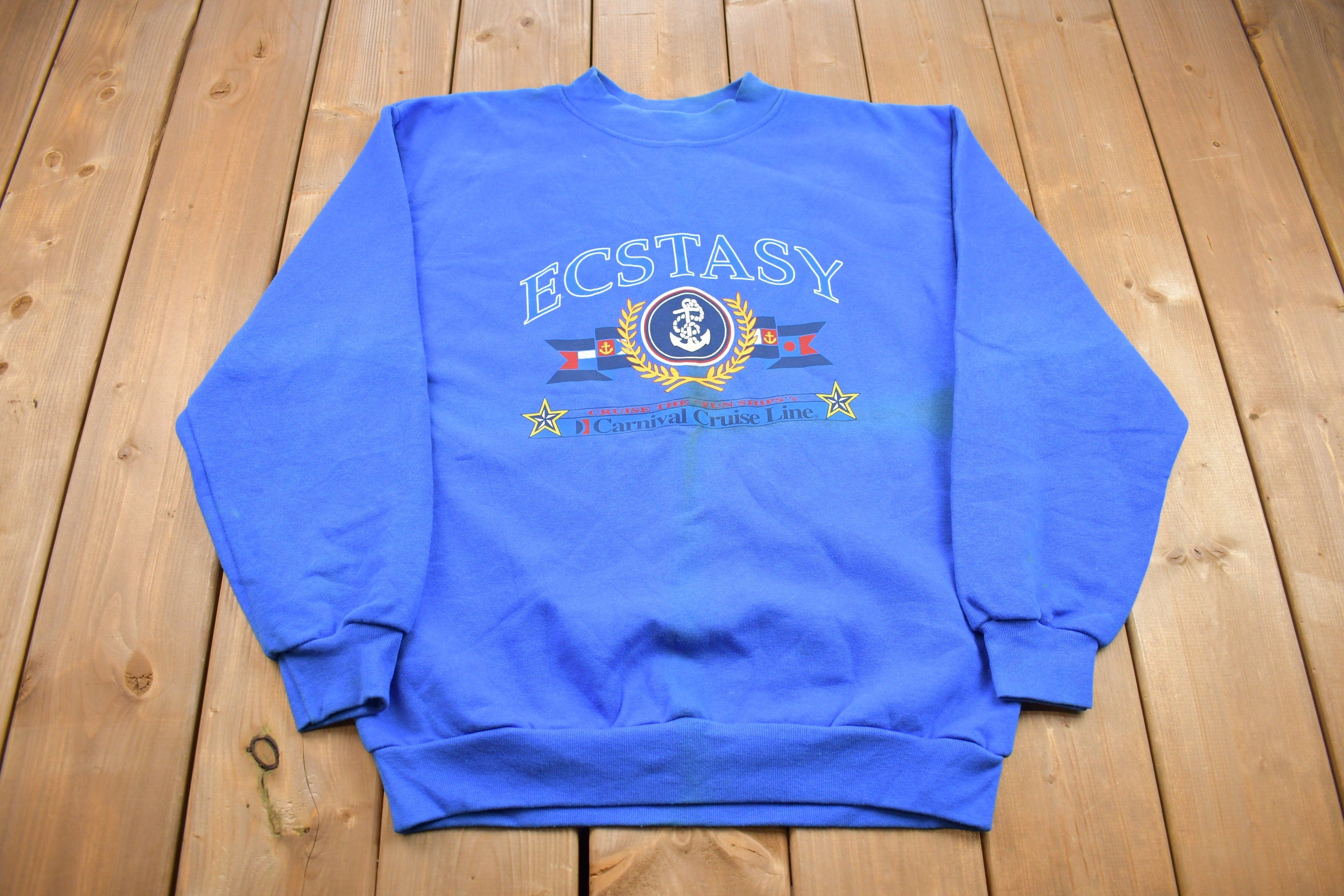 Vintage 1990s Ecstasy Crewneck Sweatshirt  Discoloration  90s Crewneck  Made In USA  Essential  Streetwear  90s  Rare Vintage