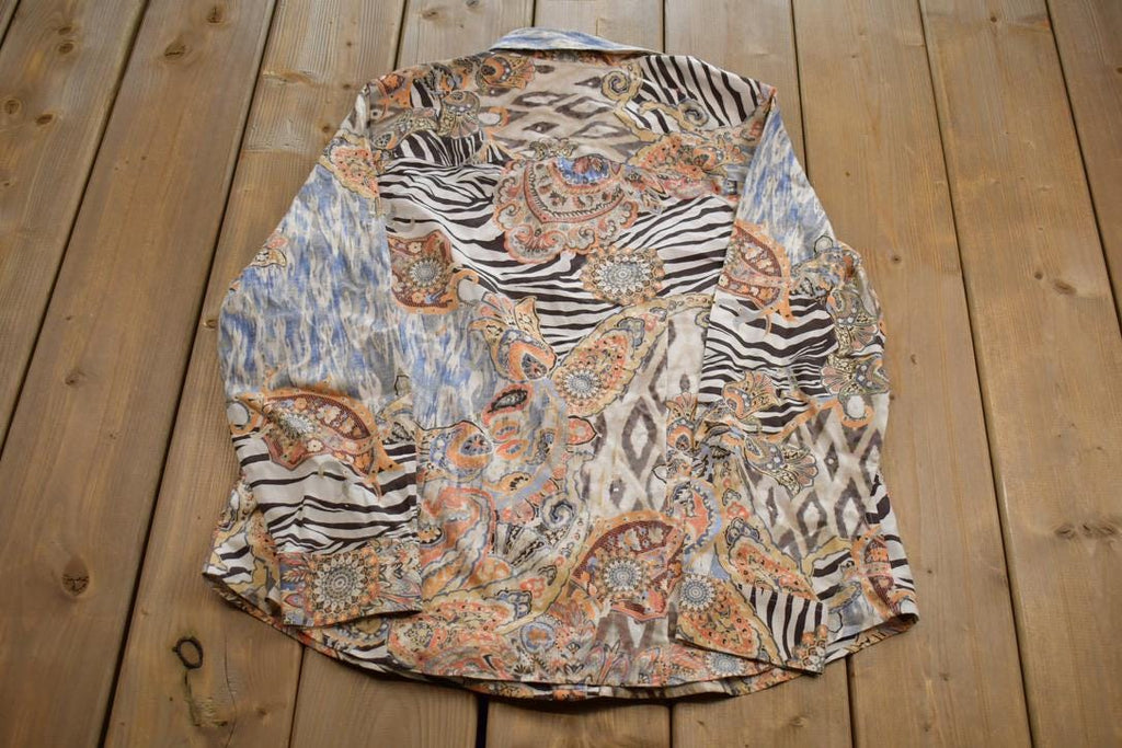 Vintage 2000s Chico's Mutli Patterned Formal Casual Long Sleeve Shirt
