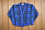 Vintage 1980s Pendleton 100% Pure Wool Plaid Knitted Cardigan
