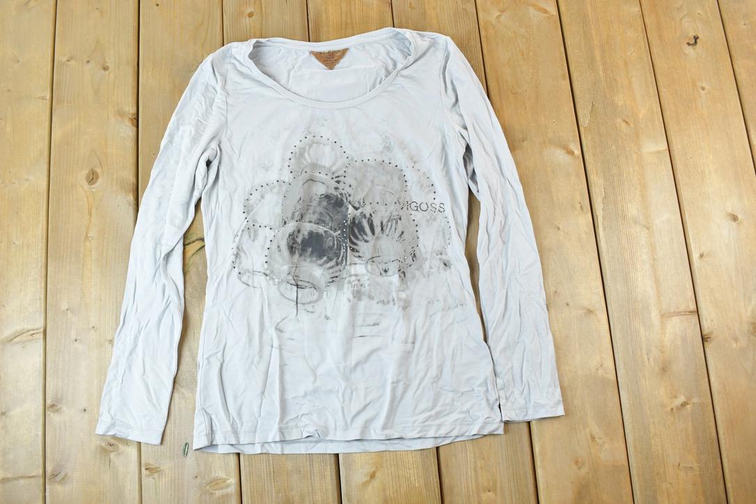 Women Vintage Vigoss Y2K T-Shirt / Vigoss Grunge Skull Print / Contrast Stitch / Internet Famous Clothing / Over Dyed / Y2K Bedazzled