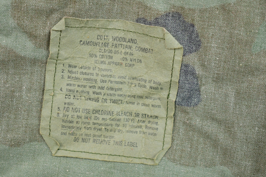 Vintage 1986 Woodland Camo Military Button Up Shirt