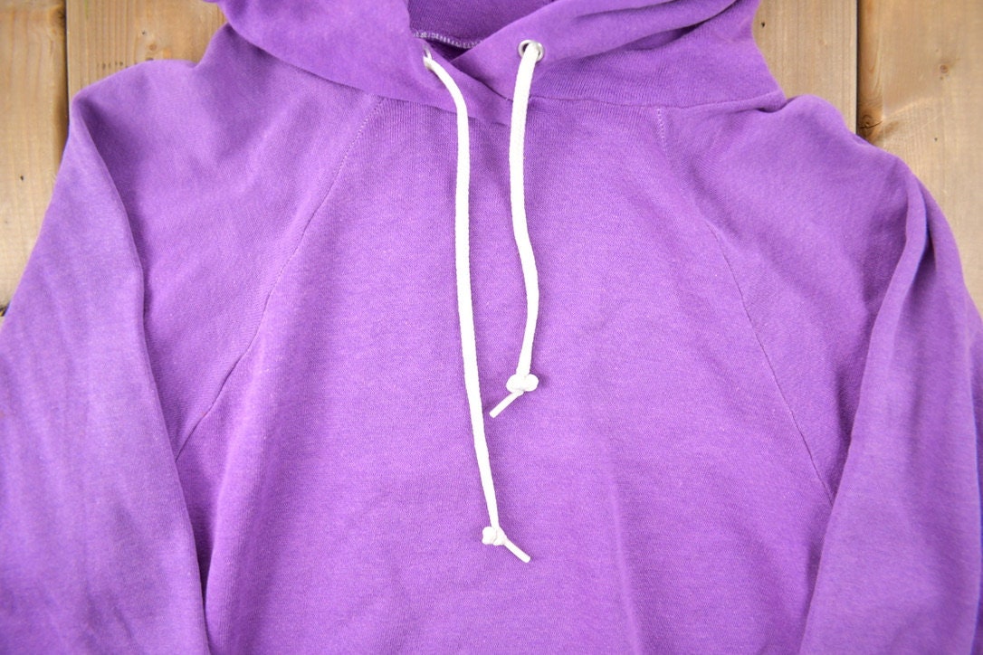 Vintage 1970s Purple Hoodie / 70s Crewneck / Purple Sweatshirt / Essential / Streetwear / 70s Blank / Made In USA