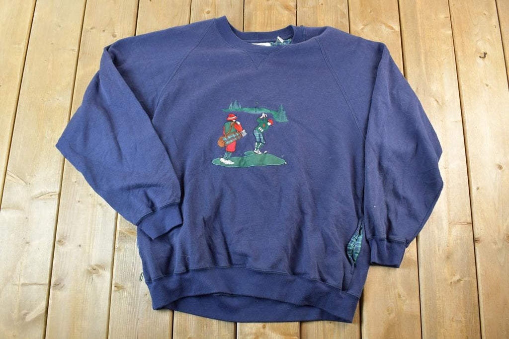 Vintage 1990s John Ashford Golf Crewneck Plaid Heavyweight Sweatshirt