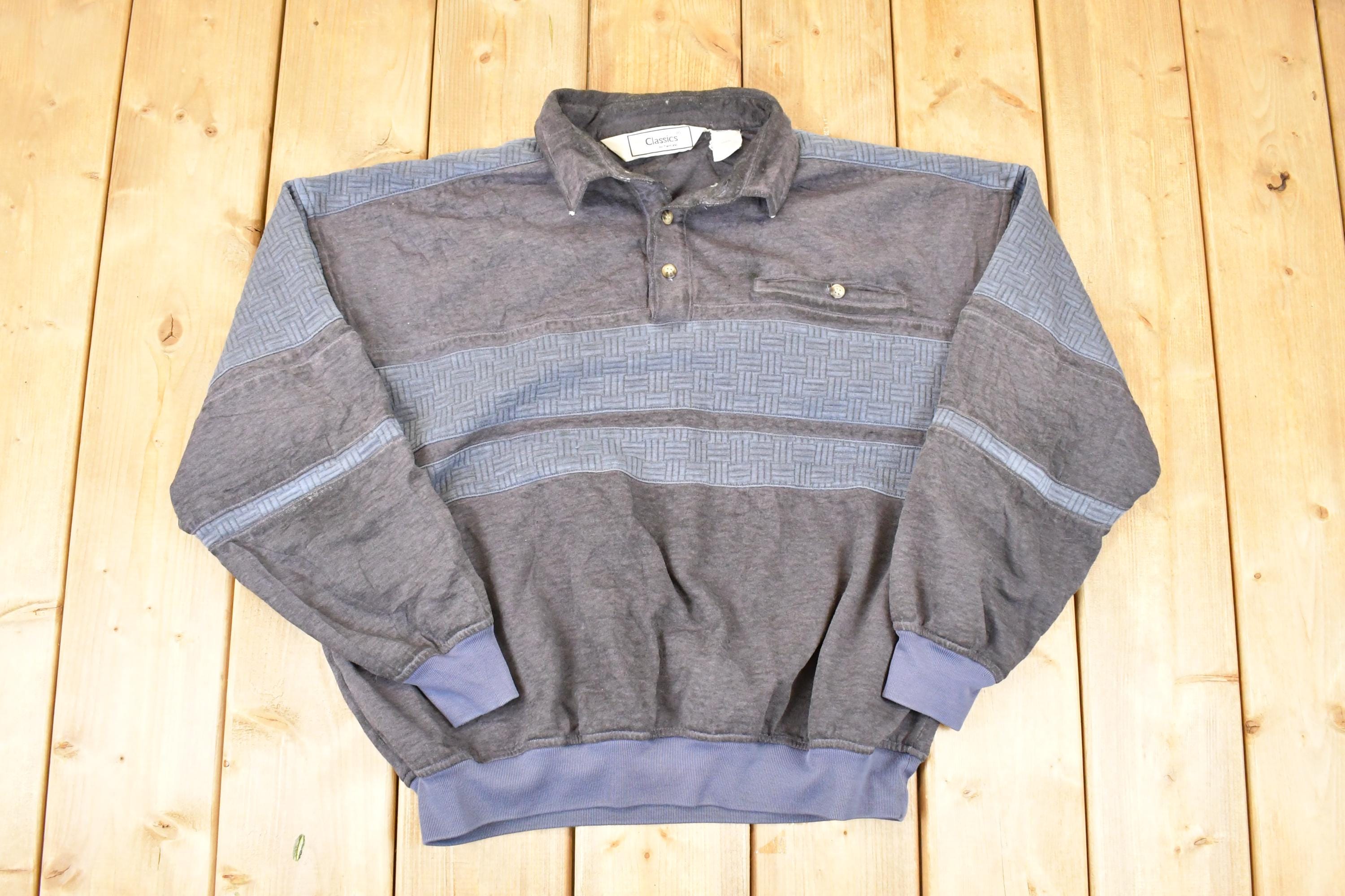 Vintage 1990s Classics By Palmland Button Up Color Block Crewneck Sweatshirt Mens L