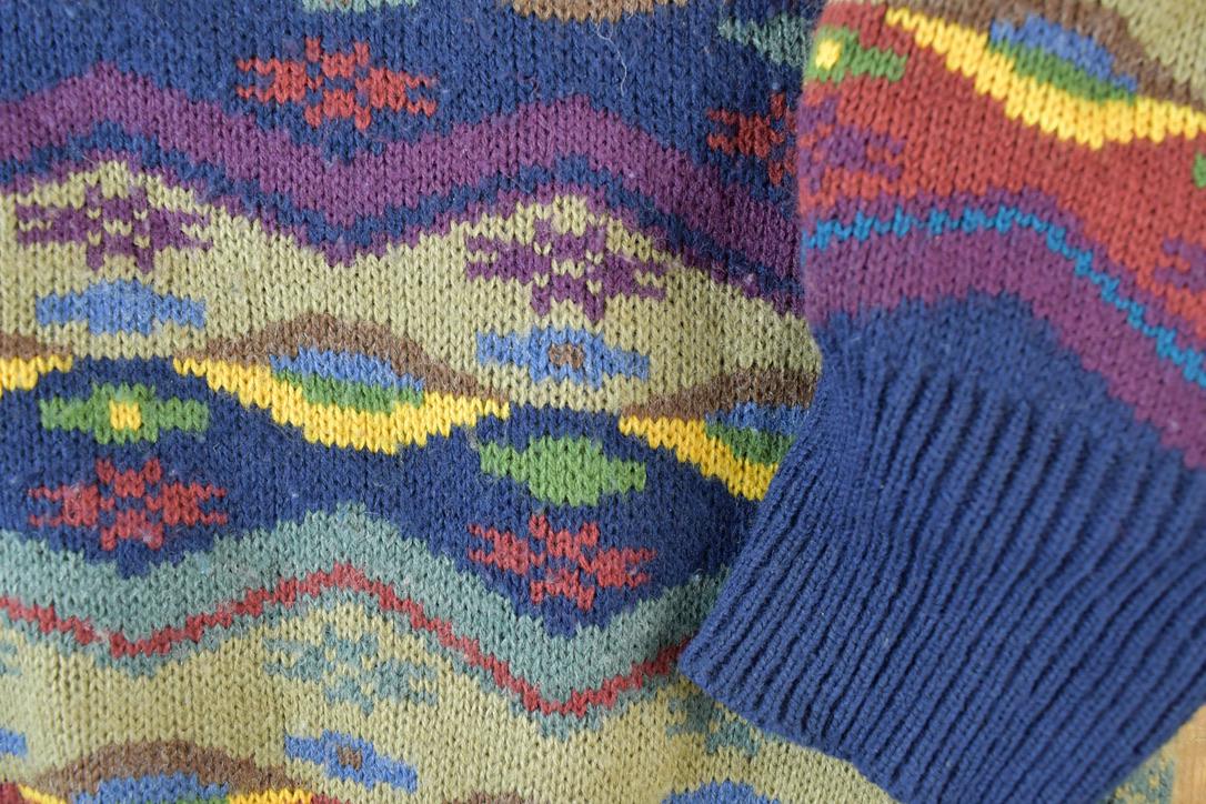 Vintage 1990s Tabi Knit Abstract Pattern Coogi Style Crewneck Sweater