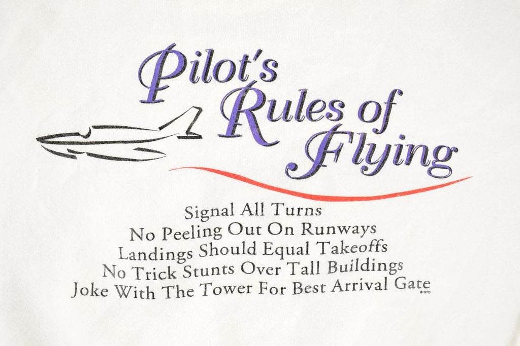 Vintage 1990s Pilots Rules Of Flying Crewneck Sweatshirt Men's L
