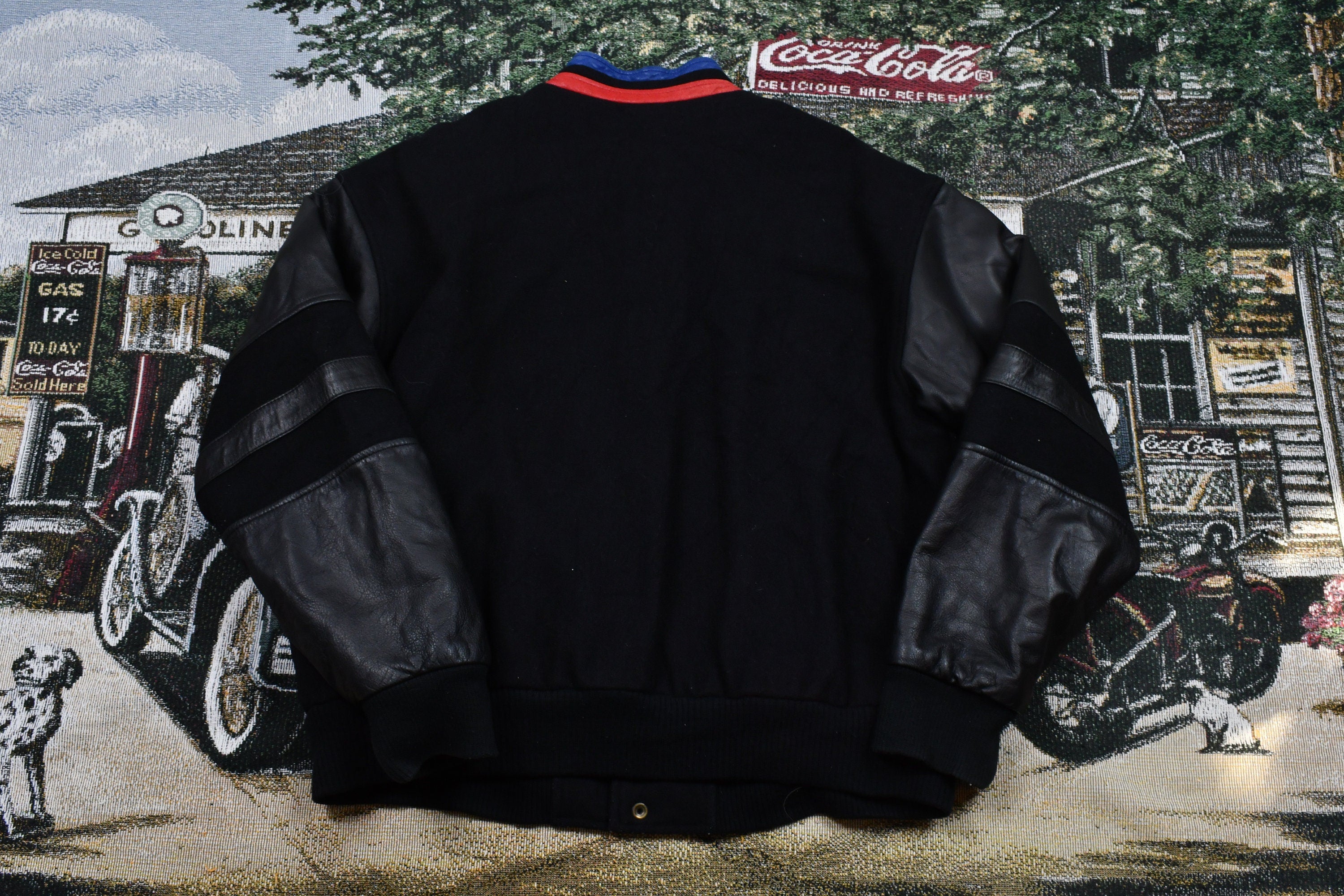 Vintage 1990s Tide Racing Automotive Leather Bomber Jacket  Saxon Leather  Embroidered Logo  Athletic Winter Sportswear  Racing Jacket