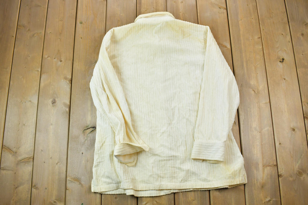 Vintage 1990s Croft Barrow Ribbed Blank Button Up Shirt