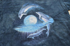 Vintage Y2K The Mountain Dolphins Moon Tie Dye T-Shirt Mens S / 2000s Streetwear / 00s Animal Tee / Liquid Blue