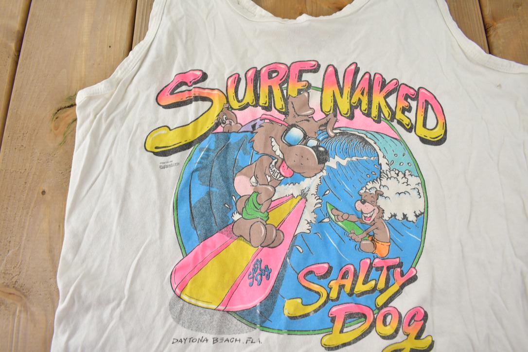 Vintage 1990 Salty Dog Surf Shop Daytona Beach Single Stitch Graphic Tank Top Shirt Made In USA