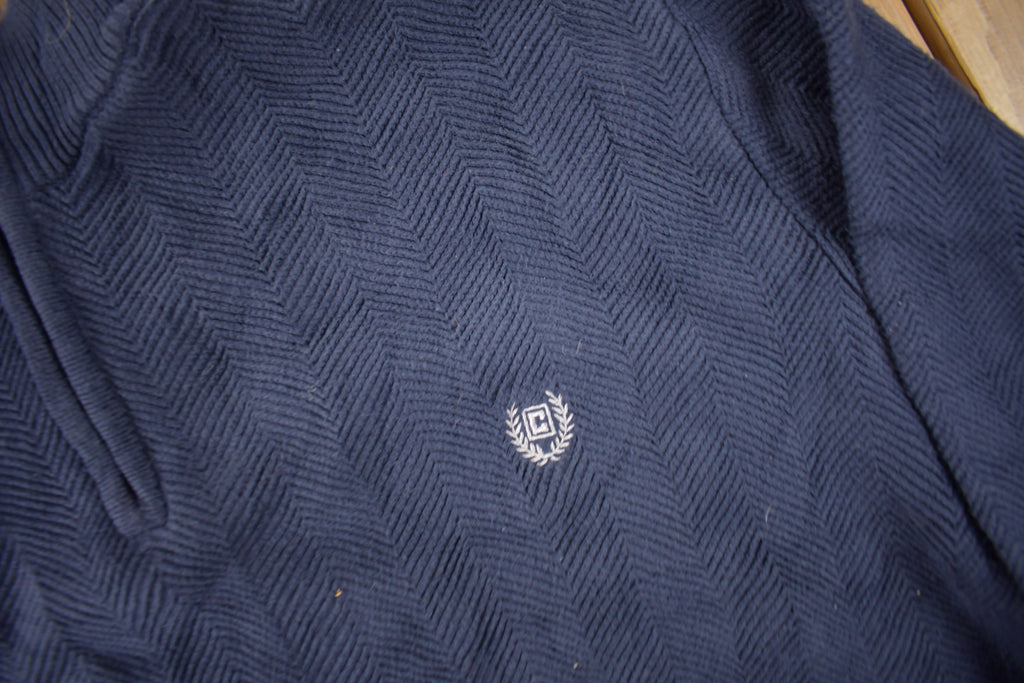 Vintage Y2K Chaps Embroidered Logo Quarter Zip Knit Sweater Size XL