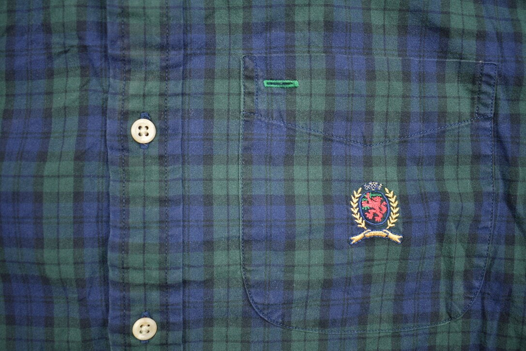 Vintage 1990s Tommy Hilfiger Plaid Short Sleeve Button Up Shirt