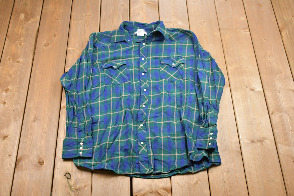 Vintage 1990s Wrangler Plaid Button Up Shirt