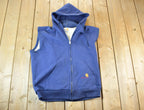 Vintage Distressed Carhartt Full Zip Fleece Lined Hoodie Sweatshirt Vest