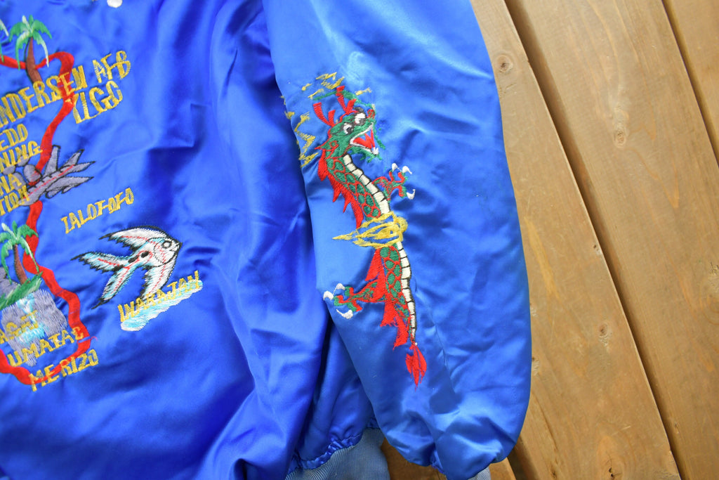 Vintage 1970s Guam USA Korean Sukajan Bomber Jacket