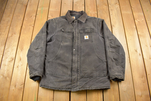 Vintage 1990s Carhartt Quilt Lined Work Jacket / Workwear / Streetwear / Double Breasted Jacket / Distressed Carhartt